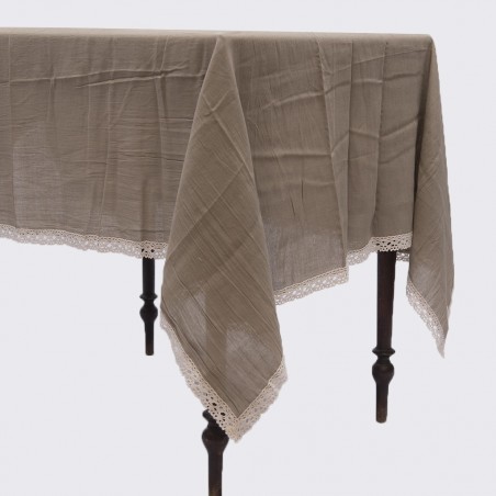 Mantel Carola Gasa Blanca y Puntilla