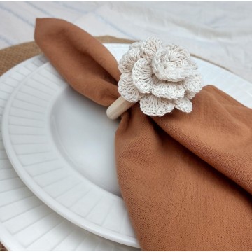 Servilletero  Flor Crochet x 4