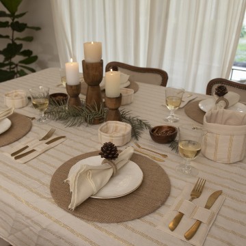 Mantel de Tusor Rayas Gold